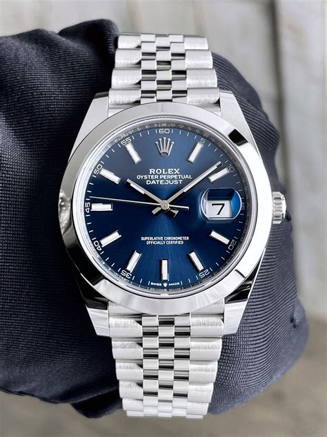 rolex oyster perpetual datejust gold blue face|rolex datejust blue dial 41mm.